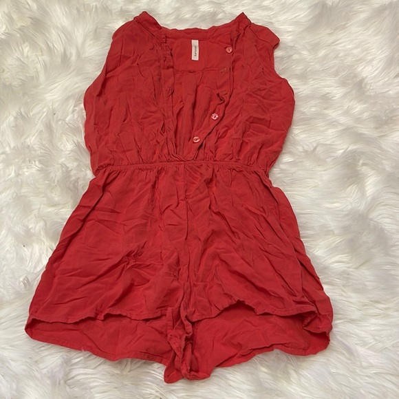 Red Shorts Romper - Picture 1 of 3